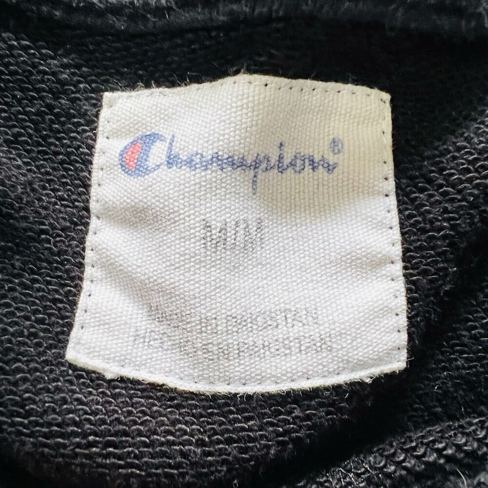 Champion Men’s Crew Neck French Terry Sweatshirt Black Medium Long Sleeve - Picture 8 of 11